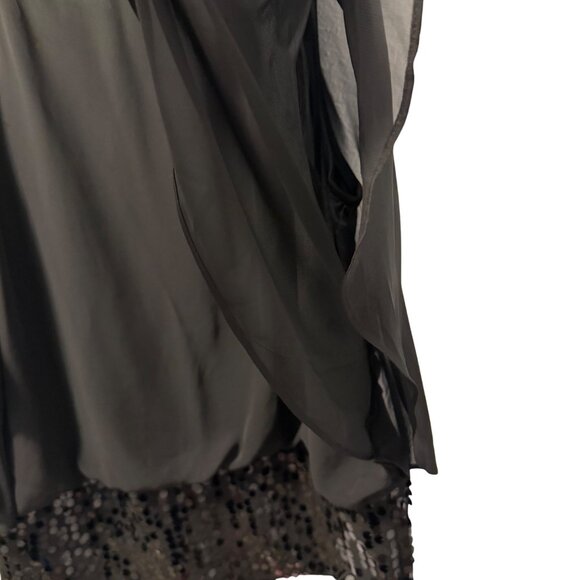 Black Roz & Ali Chiffon Blouse With Sequined Hem Womens Size L Blouse - Picture 9 of 12